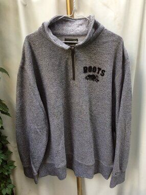 Roots Grey Salt and Pepper Fleece Quarter Zip Sweatshirt XXL
